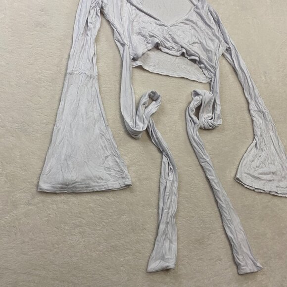 Nasty Gal White Crop Top Long Sleeves Size 10 - Picture 4 of 8